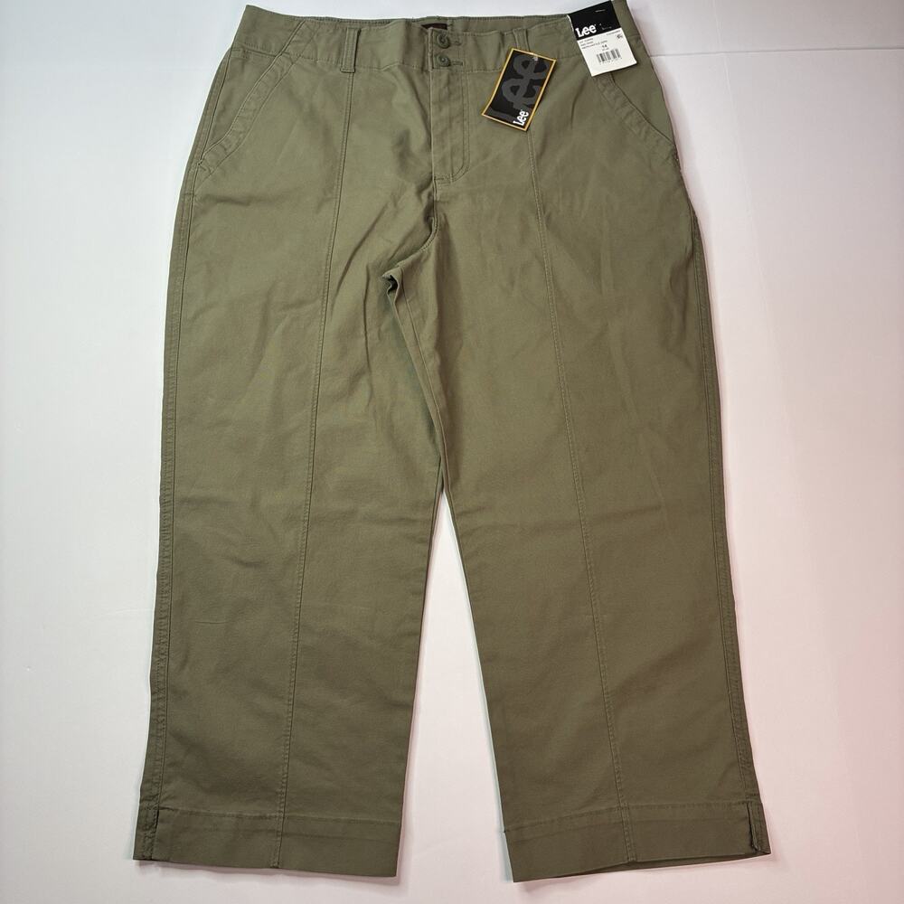Lee Denim Capris Women's Size 14 Green Regular Fit Mid Rise Stretch Pockets